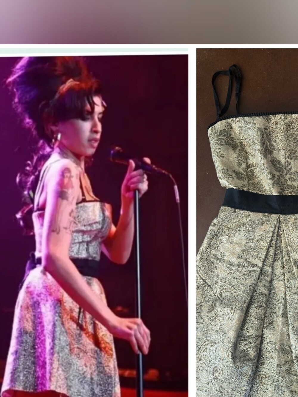 Dolce & Gabbana Amy Winehouse Gold Goddess Regal Stamped Print Dress It 42 US 6
